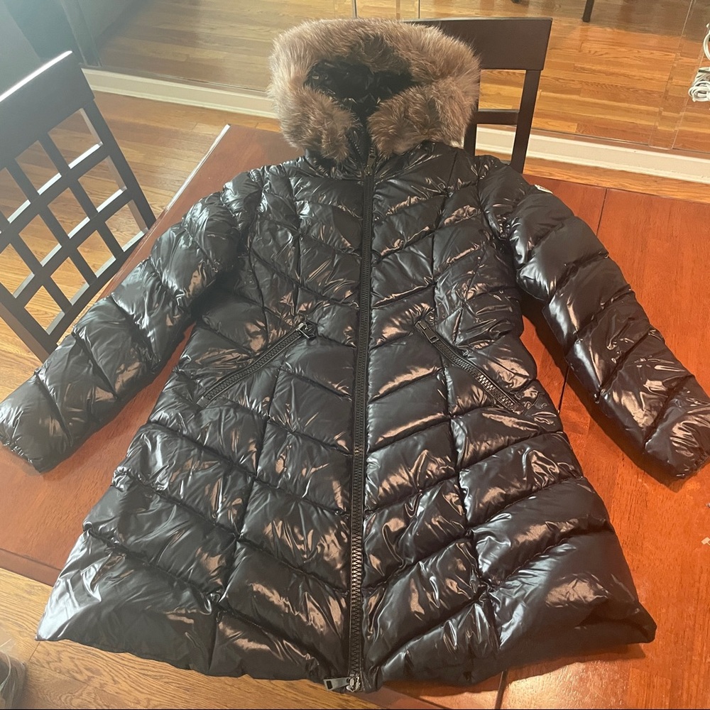 MONCLER Fulramus Fur-Trimmed Down Jacket Coat Black Size 7 XXXXL 4XL 4 XL